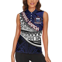 Custom Samoa Rugby Pacific Women Sleeveless Polo Shirt Samoan Warrior Tribal Pattern