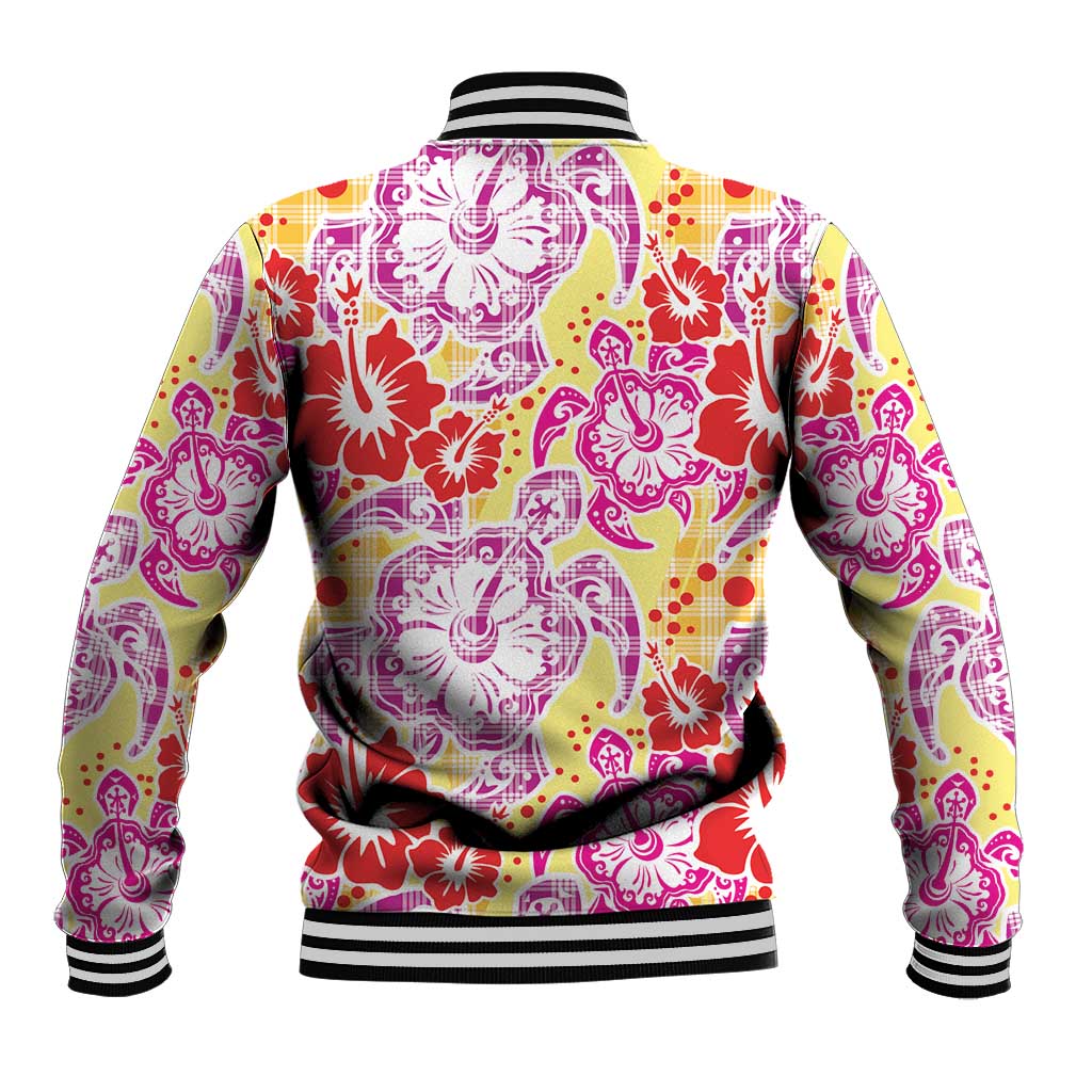Palaka with Honu and Hibiscus Baseball Jacket Hawaiian Heritage Spirit LT9 - Polynesian Pride
