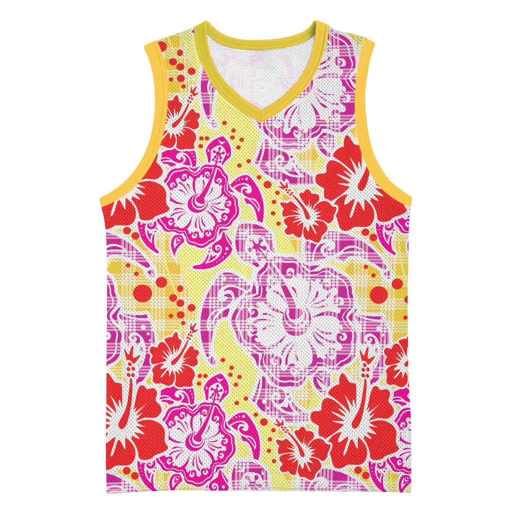 Palaka with Honu and Hibiscus Basketball Jersey Hawaiian Heritage Spirit LT9 Unisex Red - Polynesian Pride