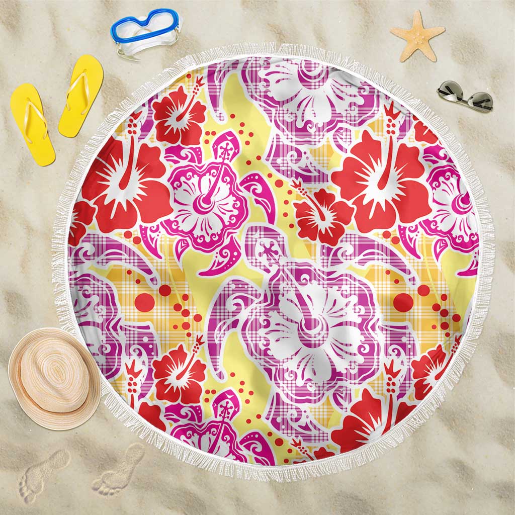 Palaka with Honu and Hibiscus Beach Blanket Hawaiian Heritage Spirit LT9 One Size 150cm Red - Polynesian Pride