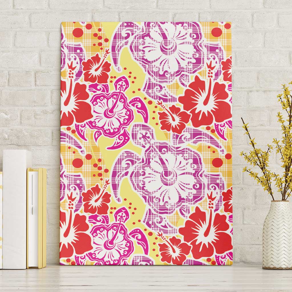 Palaka with Honu and Hibiscus Canvas Wall Art Hawaiian Heritage Spirit LT9 Without Frame Red - Polynesian Pride