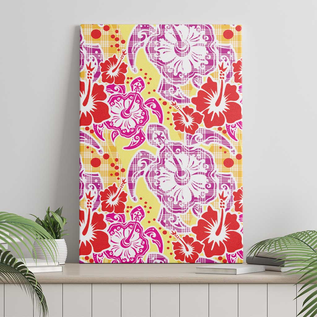 Palaka with Honu and Hibiscus Canvas Wall Art Hawaiian Heritage Spirit LT9 - Polynesian Pride
