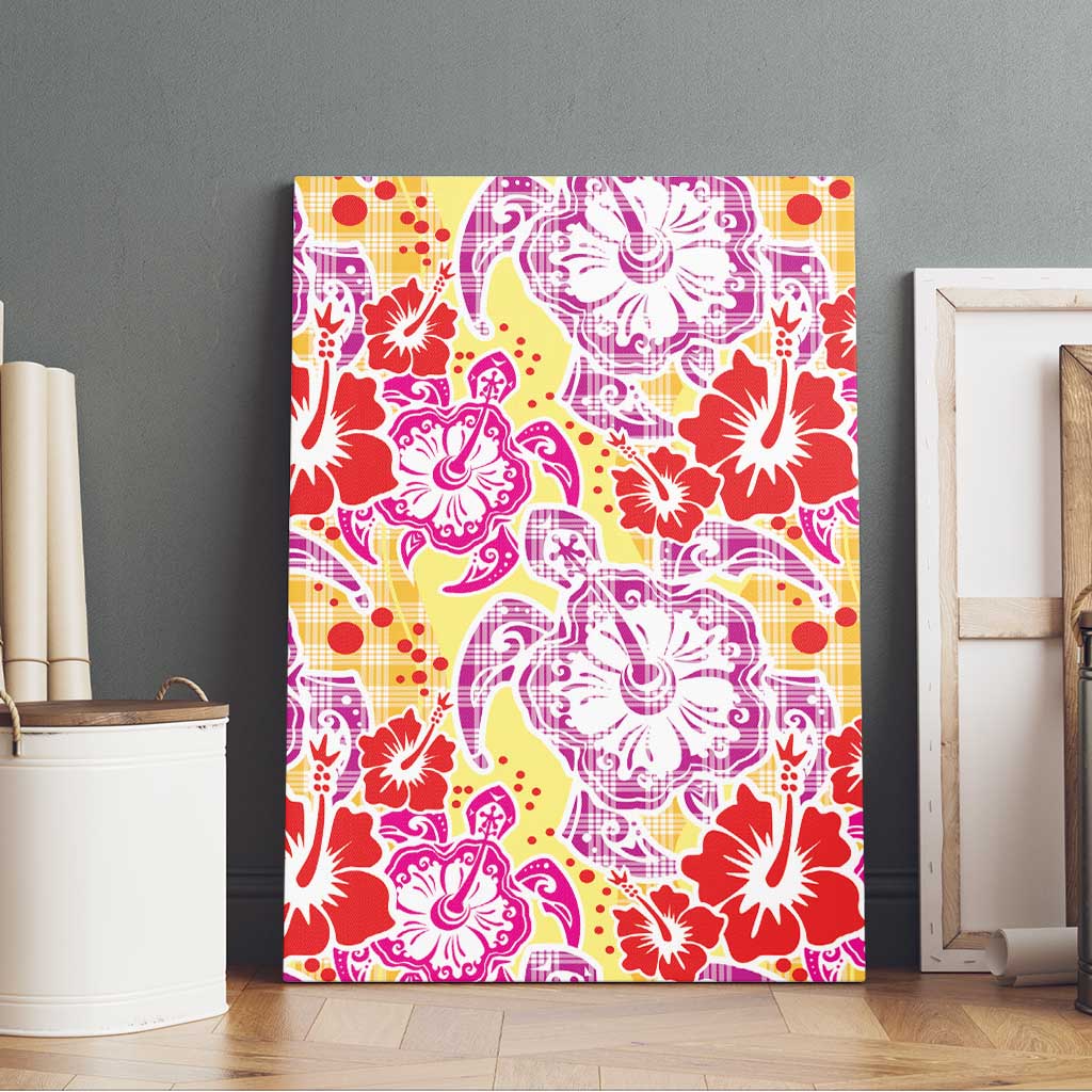 Palaka with Honu and Hibiscus Canvas Wall Art Hawaiian Heritage Spirit LT9 - Polynesian Pride