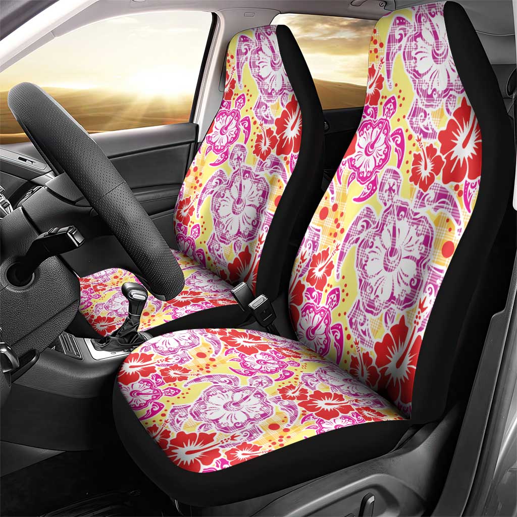 Palaka with Honu and Hibiscus Car Seat Cover Hawaiian Heritage Spirit - Polynesian Pride