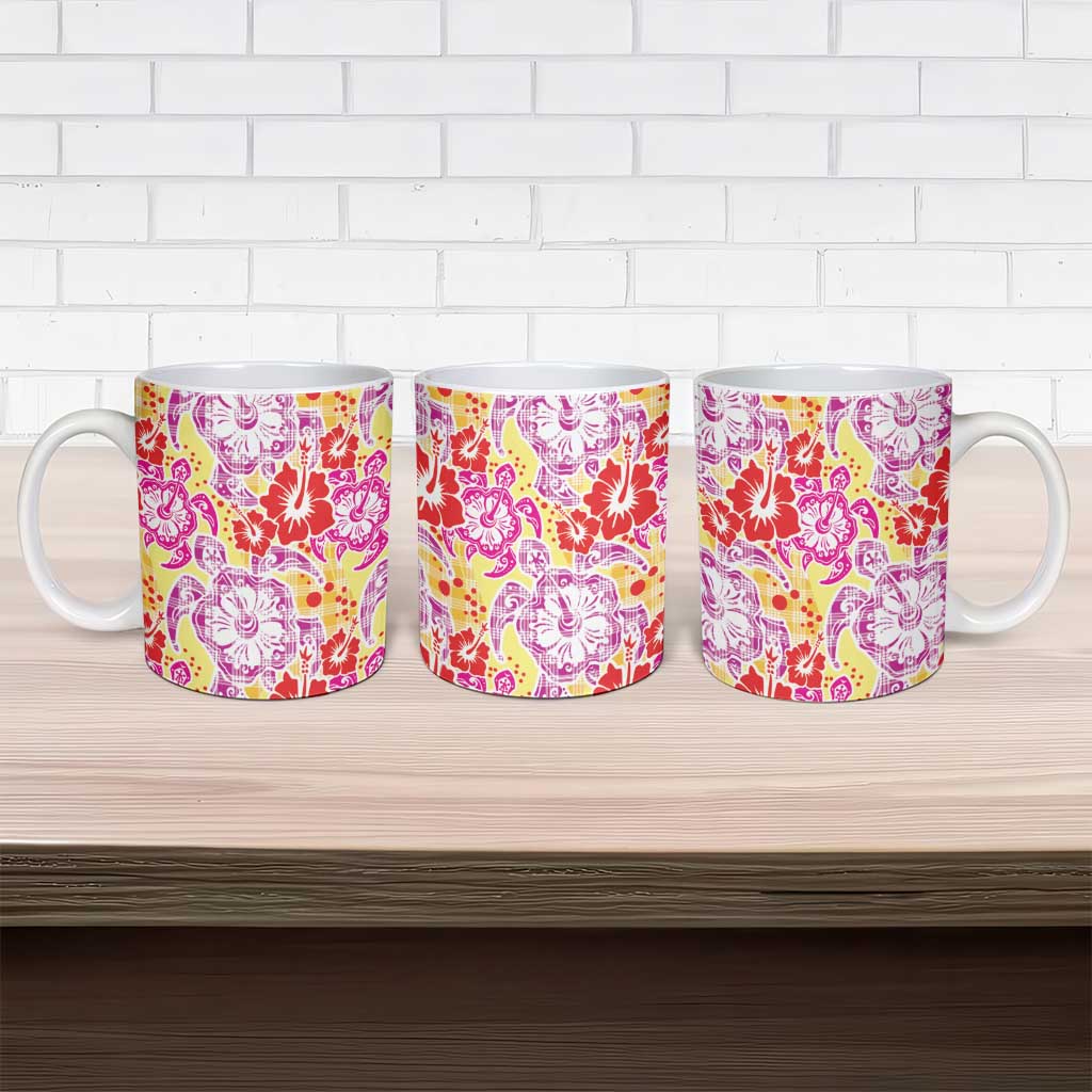 Palaka with Honu and Hibiscus Ceramic Mug Hawaiian Heritage Spirit - Polynesian Pride