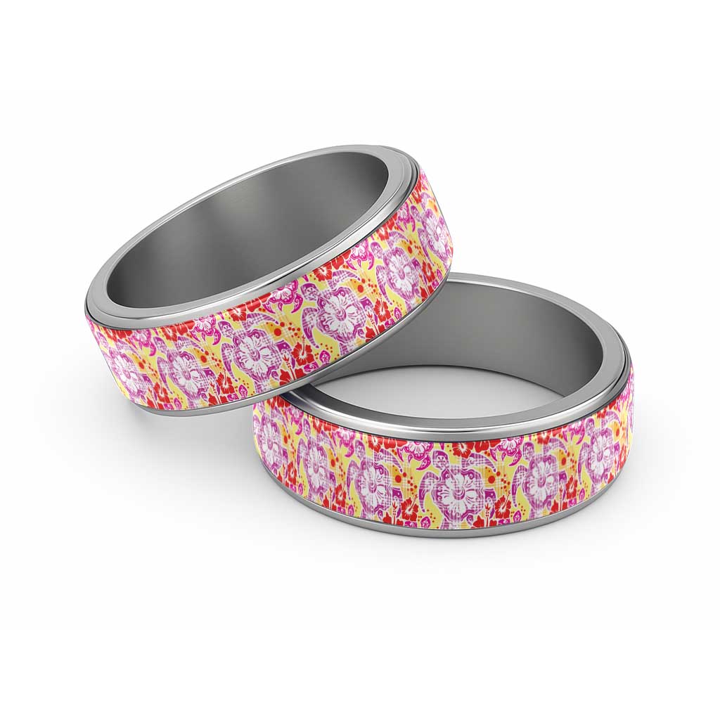 Palaka with Honu and Hibiscus Classic Ring Hawaiian Heritage Spirit - Polynesian Pride