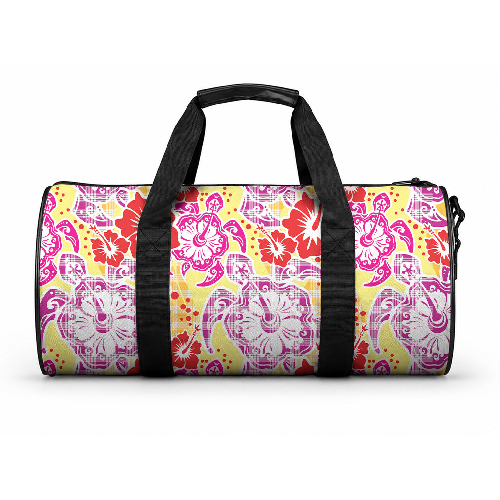 Palaka with Honu and Hibiscus Duffle Bag Hawaiian Heritage Spirit LT9 One size Red - Polynesian Pride