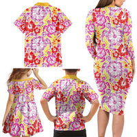 Palaka with Honu and Hibiscus Family Matching Long Sleeve Bodycon Dress and Hawaiian Shirt Hawaiian Heritage Spirit LT9 - Polynesian Pride