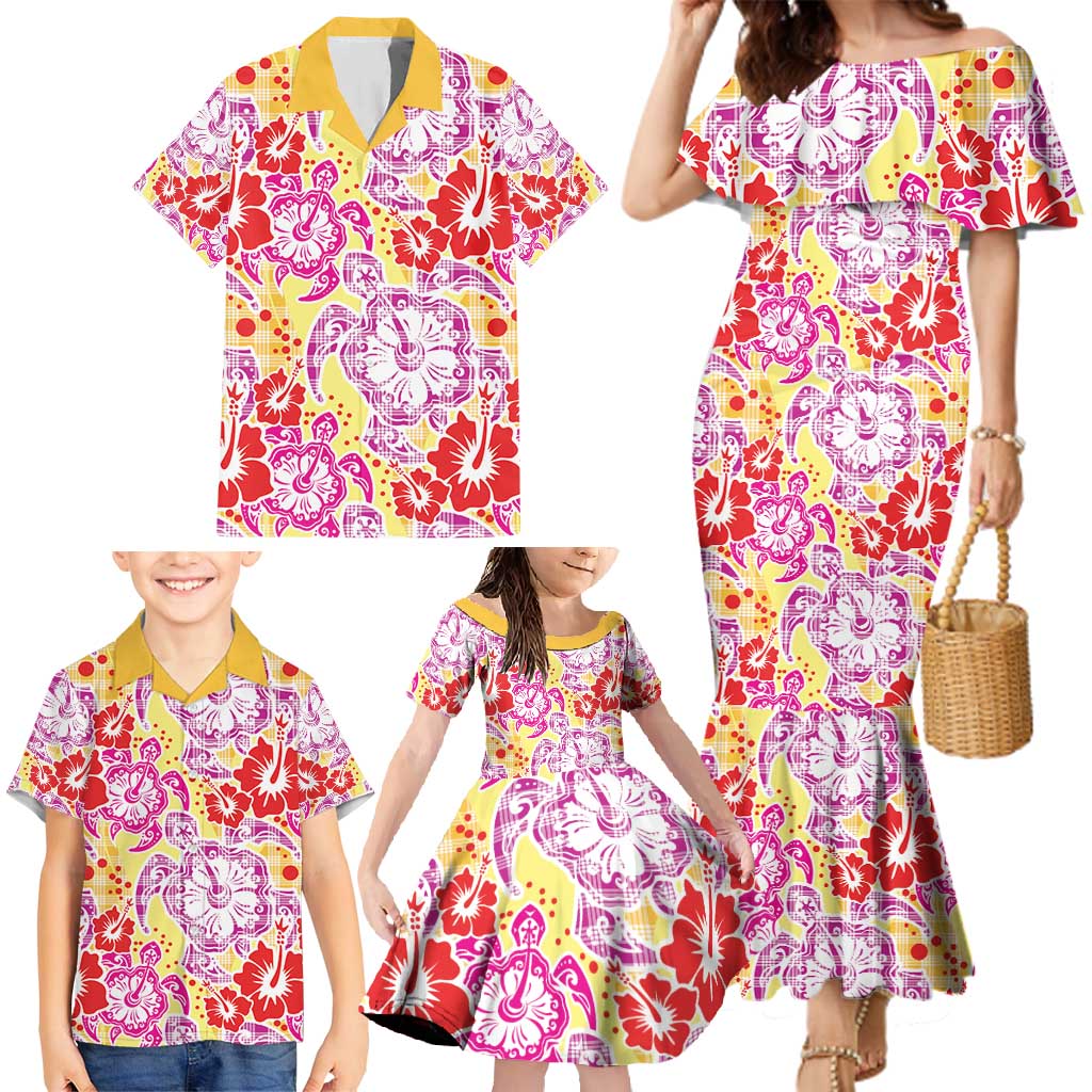 Palaka with Honu and Hibiscus Family Matching Mermaid Dress and Hawaiian Shirt Hawaiian Heritage Spirit LT9 - Polynesian Pride