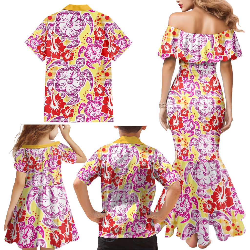 Palaka with Honu and Hibiscus Family Matching Mermaid Dress and Hawaiian Shirt Hawaiian Heritage Spirit LT9 - Polynesian Pride