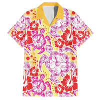 Palaka with Honu and Hibiscus Family Matching Short Sleeve Bodycon Dress and Hawaiian Shirt Hawaiian Heritage Spirit LT9 Dad's Shirt - Short Sleeve Red - Polynesian Pride