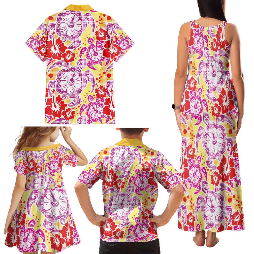 Palaka with Honu and Hibiscus Family Matching Tank Maxi Dress and Hawaiian Shirt Hawaiian Heritage Spirit LT9 - Polynesian Pride