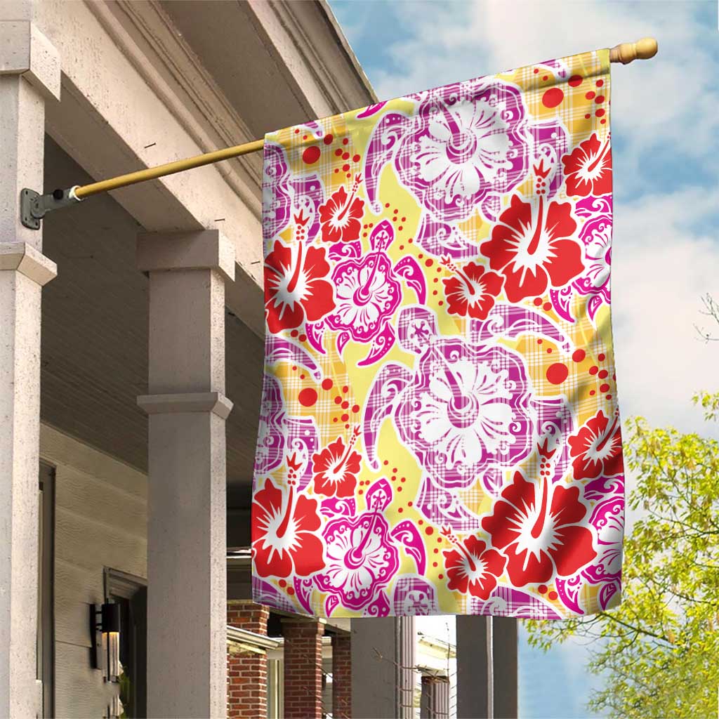 Palaka with Honu and Hibiscus Garden Flag Hawaiian Heritage Spirit - Polynesian Pride