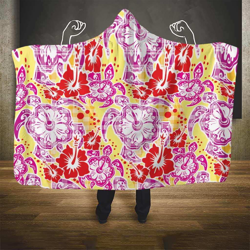 Palaka with Honu and Hibiscus Hooded Blanket Hawaiian Heritage Spirit LT9 - Polynesian Pride