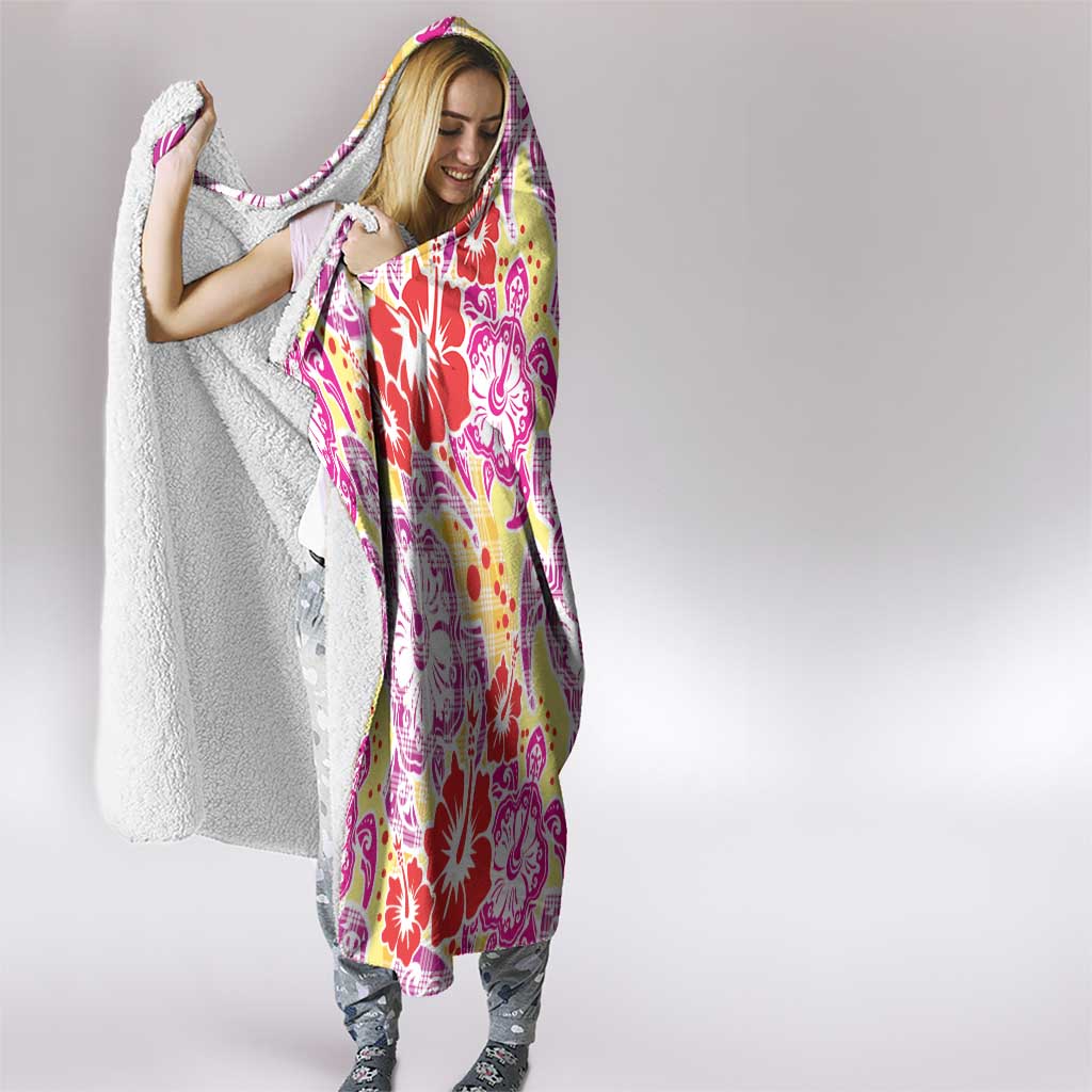 Palaka with Honu and Hibiscus Hooded Blanket Hawaiian Heritage Spirit LT9 - Polynesian Pride