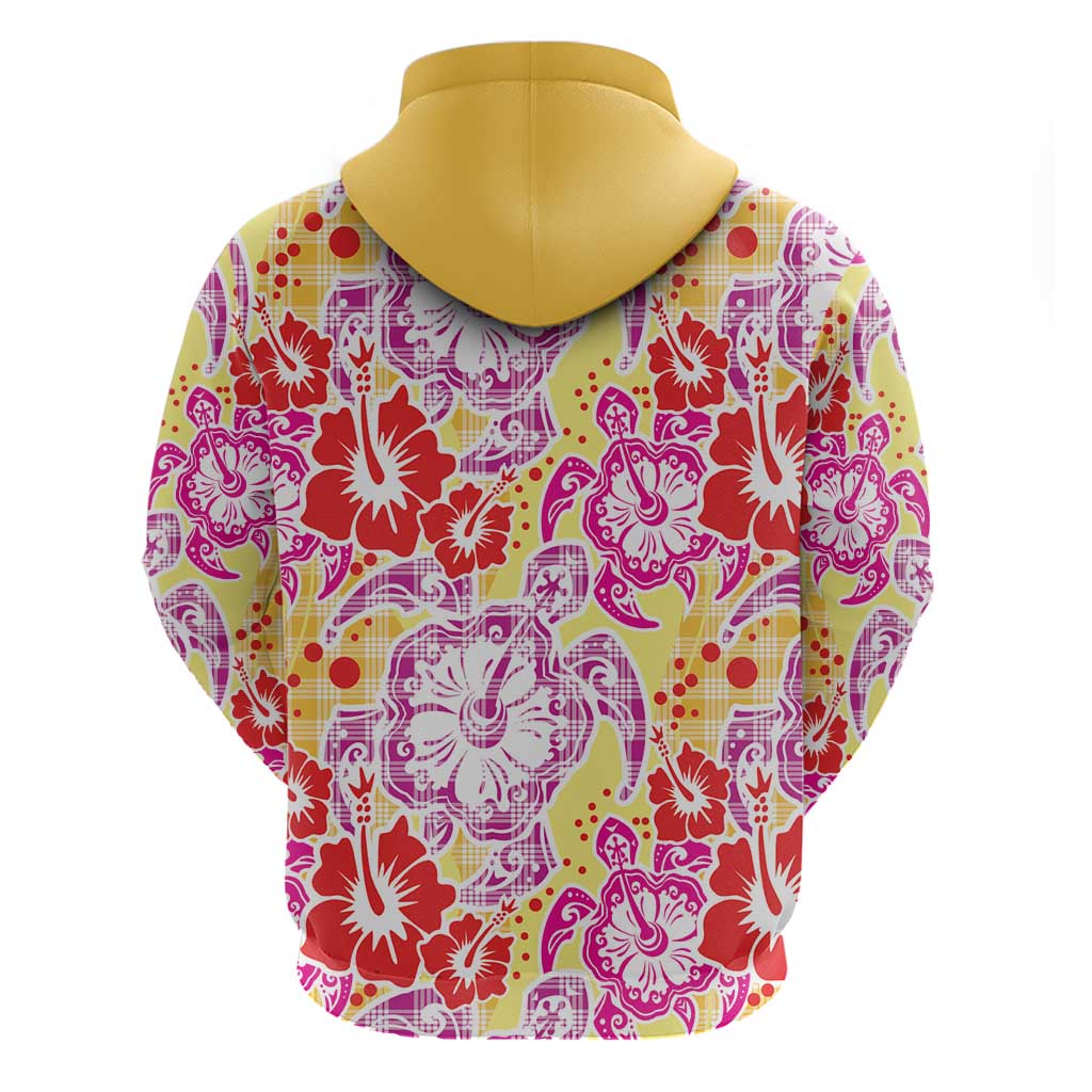 Palaka with Honu and Hibiscus Hoodie Hawaiian Heritage Spirit - Polynesian Pride