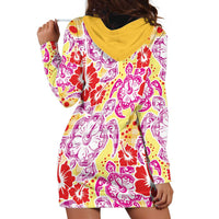 Palaka with Honu and Hibiscus Hoodie Dress Hawaiian Heritage Spirit - Polynesian Pride