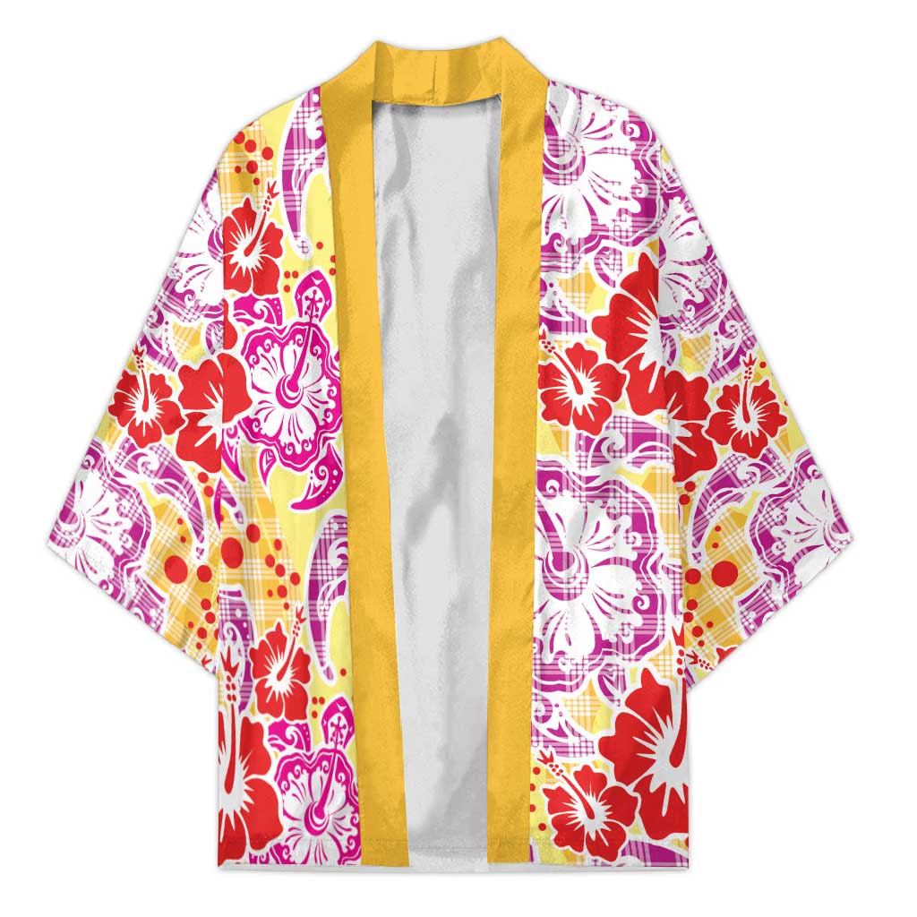 Palaka with Honu and Hibiscus Kimono Hawaiian Heritage Spirit LT9 Unisex Red - Polynesian Pride