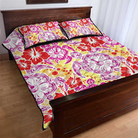 Palaka with Honu and Hibiscus Quilt Bed Set Hawaiian Heritage Spirit - Polynesian Pride