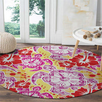 Palaka with Honu and Hibiscus Round Carpet Hawaiian Heritage Spirit LT9 - Polynesian Pride