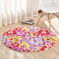 Palaka with Honu and Hibiscus Round Carpet Hawaiian Heritage Spirit LT9 - Polynesian Pride