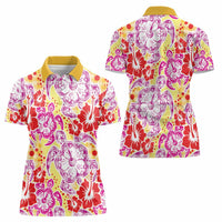 Palaka with Honu and Hibiscus Women Polo Shirt Hawaiian Heritage Spirit - Polynesian Pride