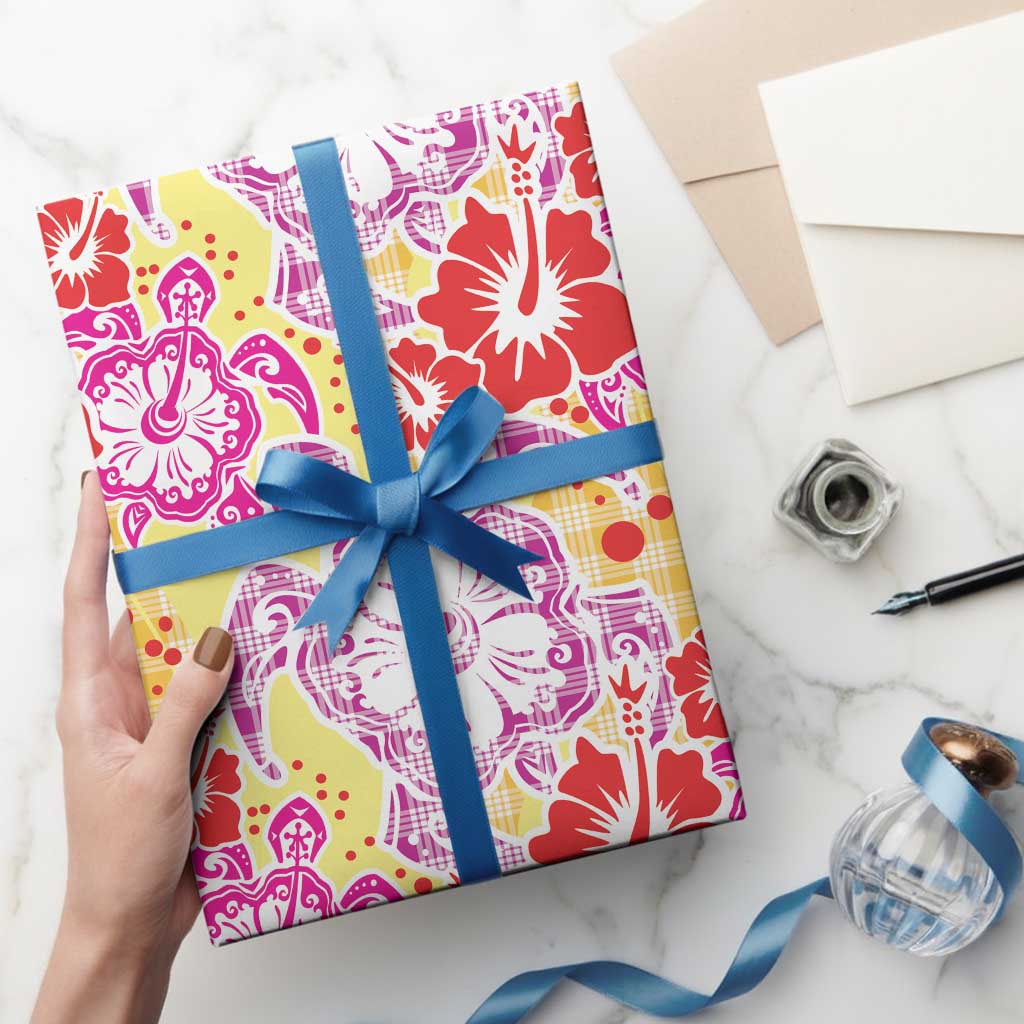 Palaka with Honu and Hibiscus Wrapping Paper Hawaiian Heritage Spirit - Polynesian Pride