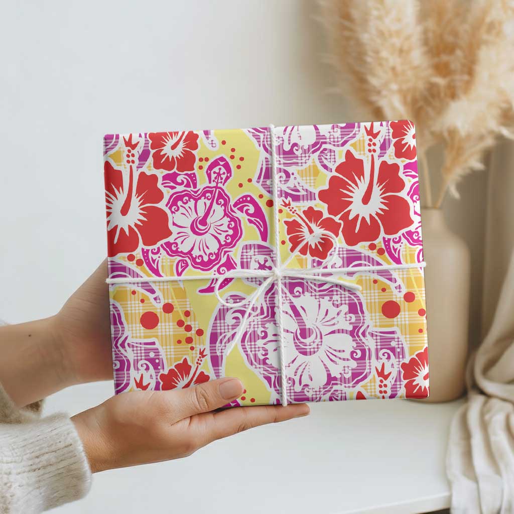Palaka with Honu and Hibiscus Wrapping Paper Hawaiian Heritage Spirit - Polynesian Pride