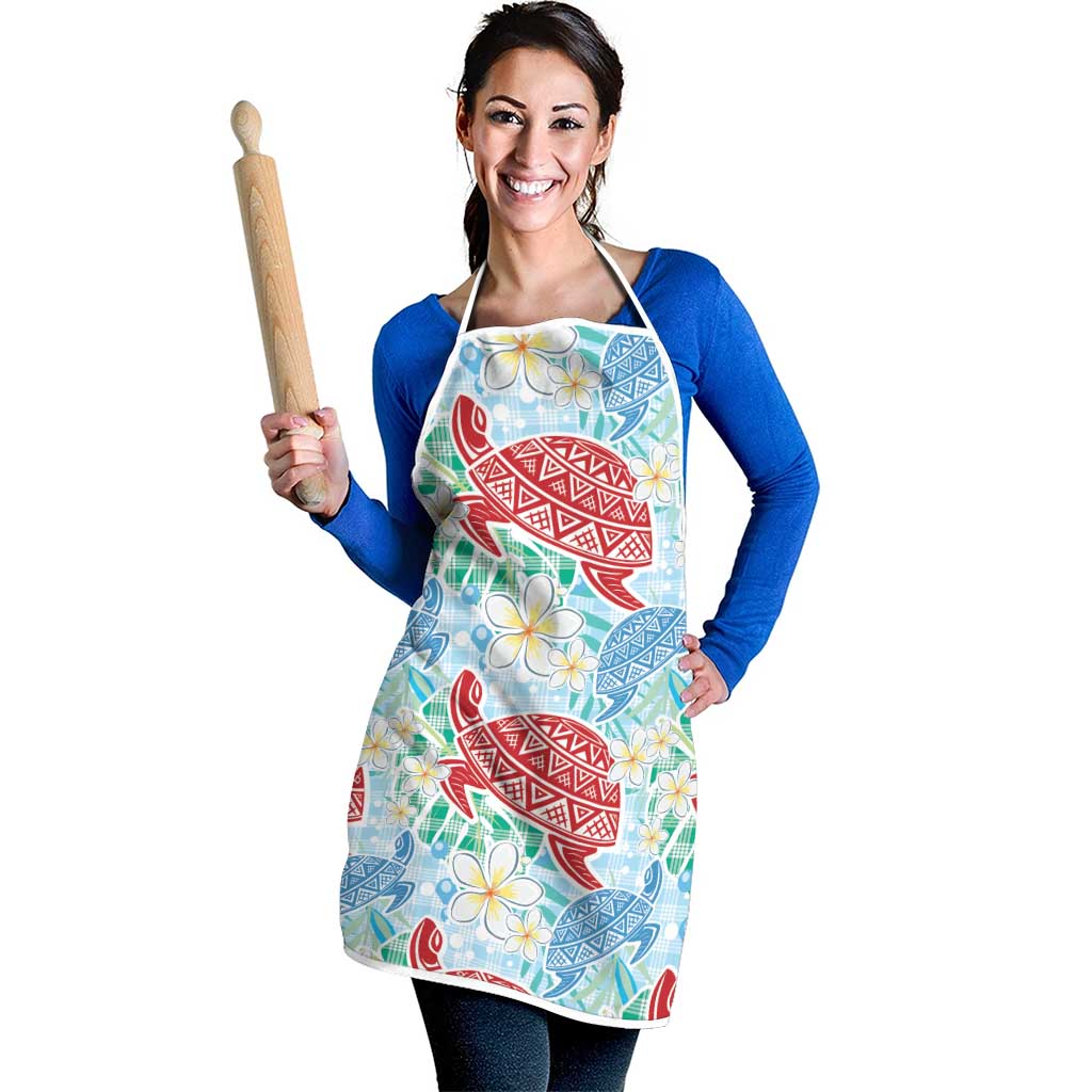 Palaka with Honu and Plumeria Apron Hawaiian Heritage Spirit - Polynesian Pride