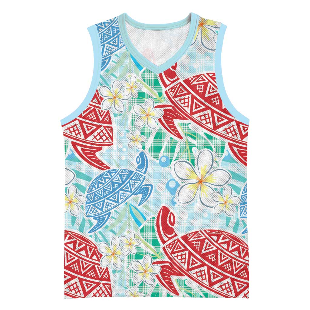 Palaka with Honu and Plumeria Basketball Jersey Hawaiian Heritage Spirit LT9 Unisex Blue - Polynesian Pride