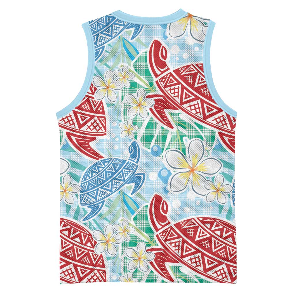 Palaka with Honu and Plumeria Basketball Jersey Hawaiian Heritage Spirit LT9 - Polynesian Pride