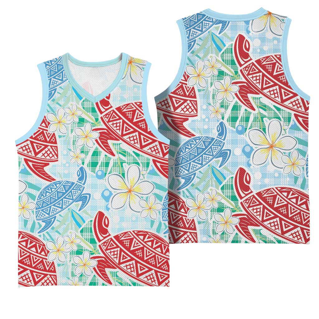 Palaka with Honu and Plumeria Basketball Jersey Hawaiian Heritage Spirit LT9 - Polynesian Pride