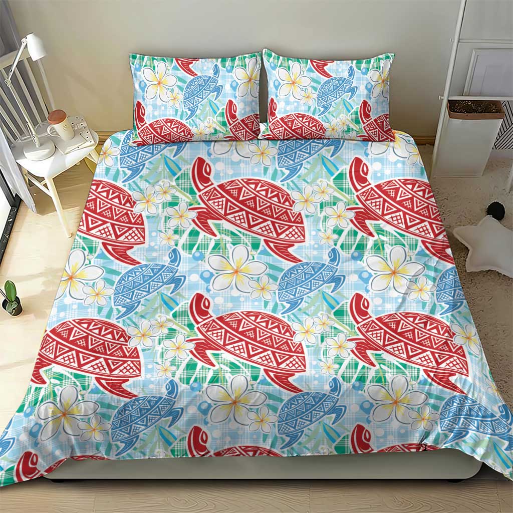 Palaka with Honu and Plumeria Bedding Set Hawaiian Heritage Spirit - Polynesian Pride