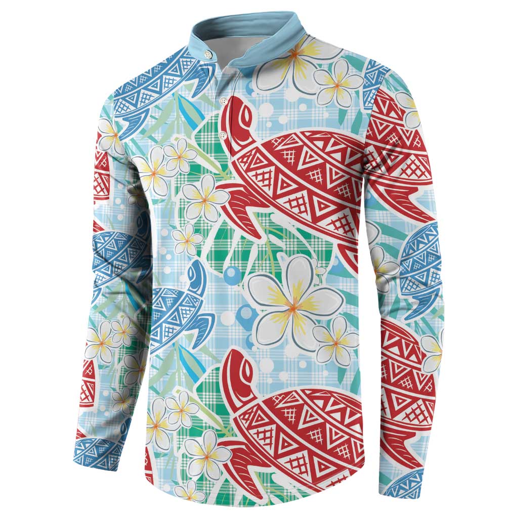 Palaka with Honu and Plumeria Button Sweatshirt Hawaiian Heritage Spirit LT9 - Polynesian Pride