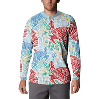 Palaka with Honu and Plumeria Button Sweatshirt Hawaiian Heritage Spirit LT9 - Polynesian Pride
