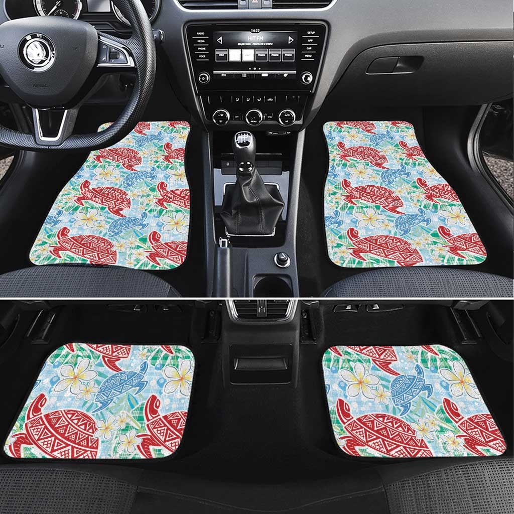 Palaka with Honu and Plumeria Car Mats Hawaiian Heritage Spirit - Polynesian Pride