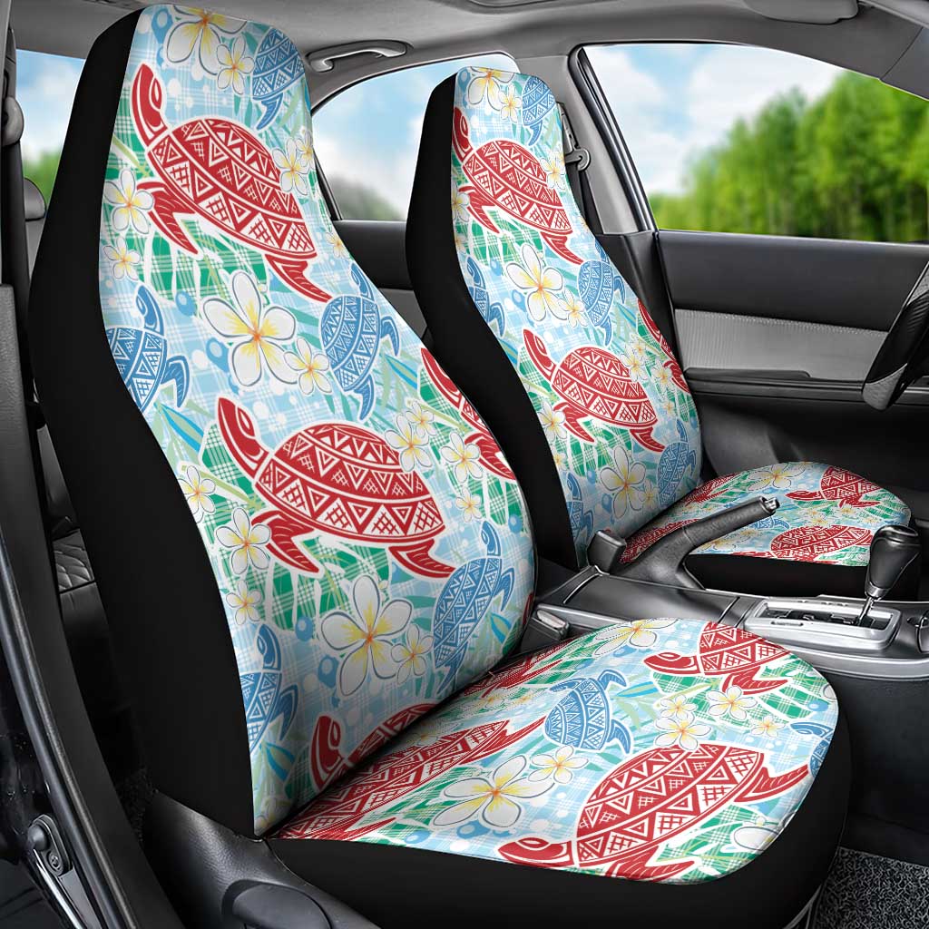 Palaka with Honu and Plumeria Car Seat Cover Hawaiian Heritage Spirit - Polynesian Pride