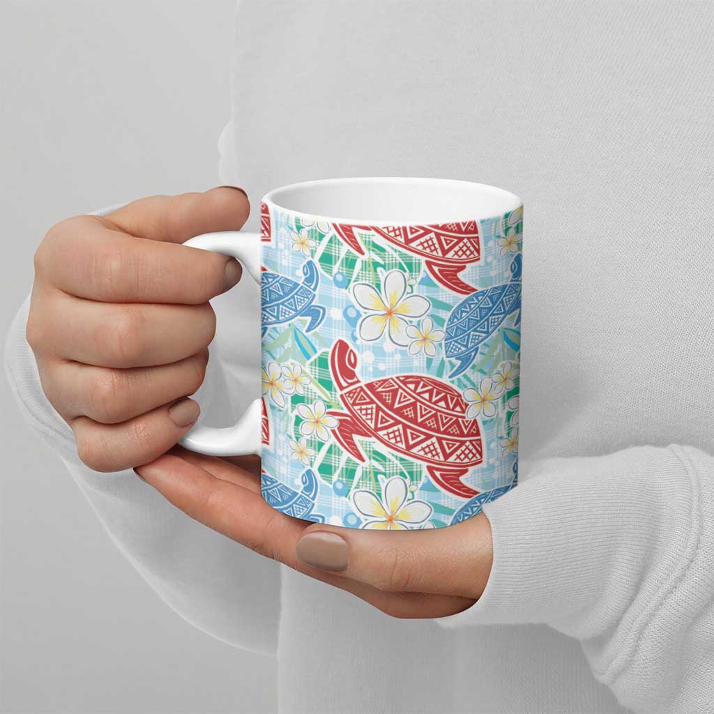 Palaka with Honu and Plumeria Ceramic Mug Hawaiian Heritage Spirit - Polynesian Pride