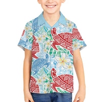 Palaka with Honu and Plumeria Family Matching Long Sleeve Bodycon Dress and Hawaiian Shirt Hawaiian Heritage Spirit LT9 Son's Shirt Blue - Polynesian Pride