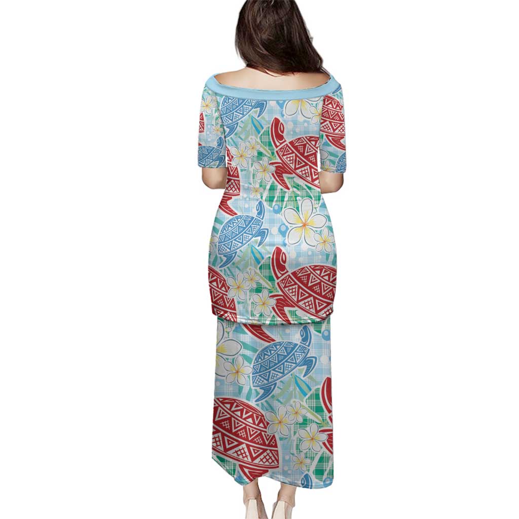 Palaka with Honu and Plumeria Family Matching Puletasi and Hawaiian Shirt Hawaiian Heritage Spirit LT9 - Polynesian Pride