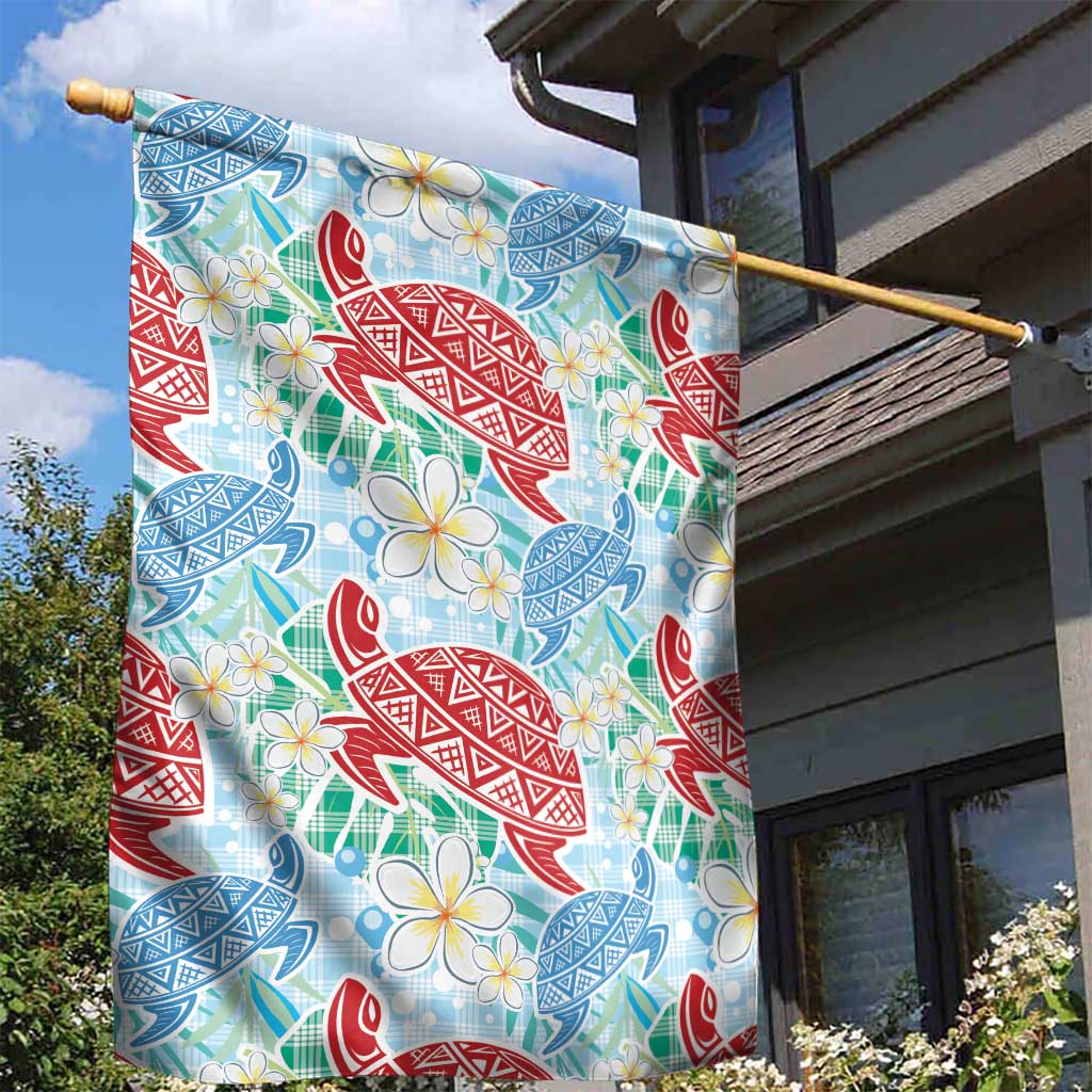 Palaka with Honu and Plumeria Garden Flag Hawaiian Heritage Spirit - Polynesian Pride