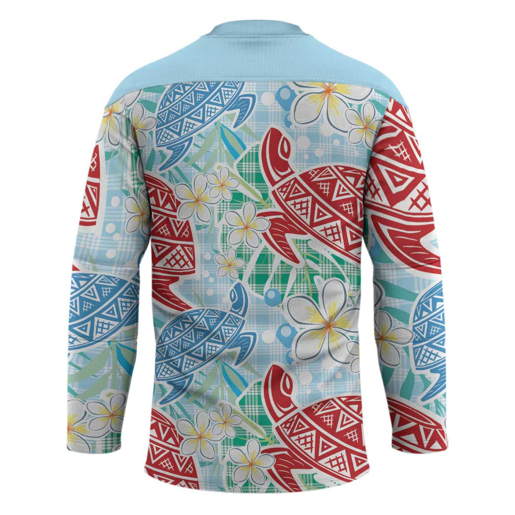 Palaka with Honu and Plumeria Hockey Jersey Hawaiian Heritage Spirit LT9 - Polynesian Pride