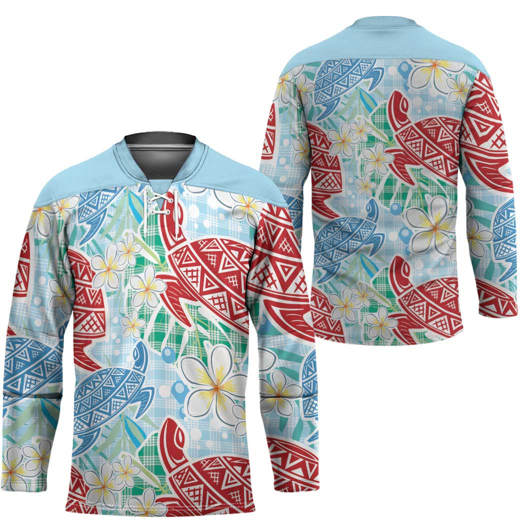 Palaka with Honu and Plumeria Hockey Jersey Hawaiian Heritage Spirit LT9 - Polynesian Pride