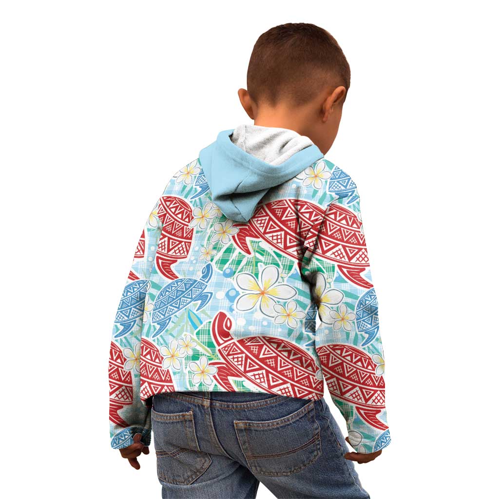 Palaka with Honu and Plumeria Kid Hoodie Hawaiian Heritage Spirit - Polynesian Pride