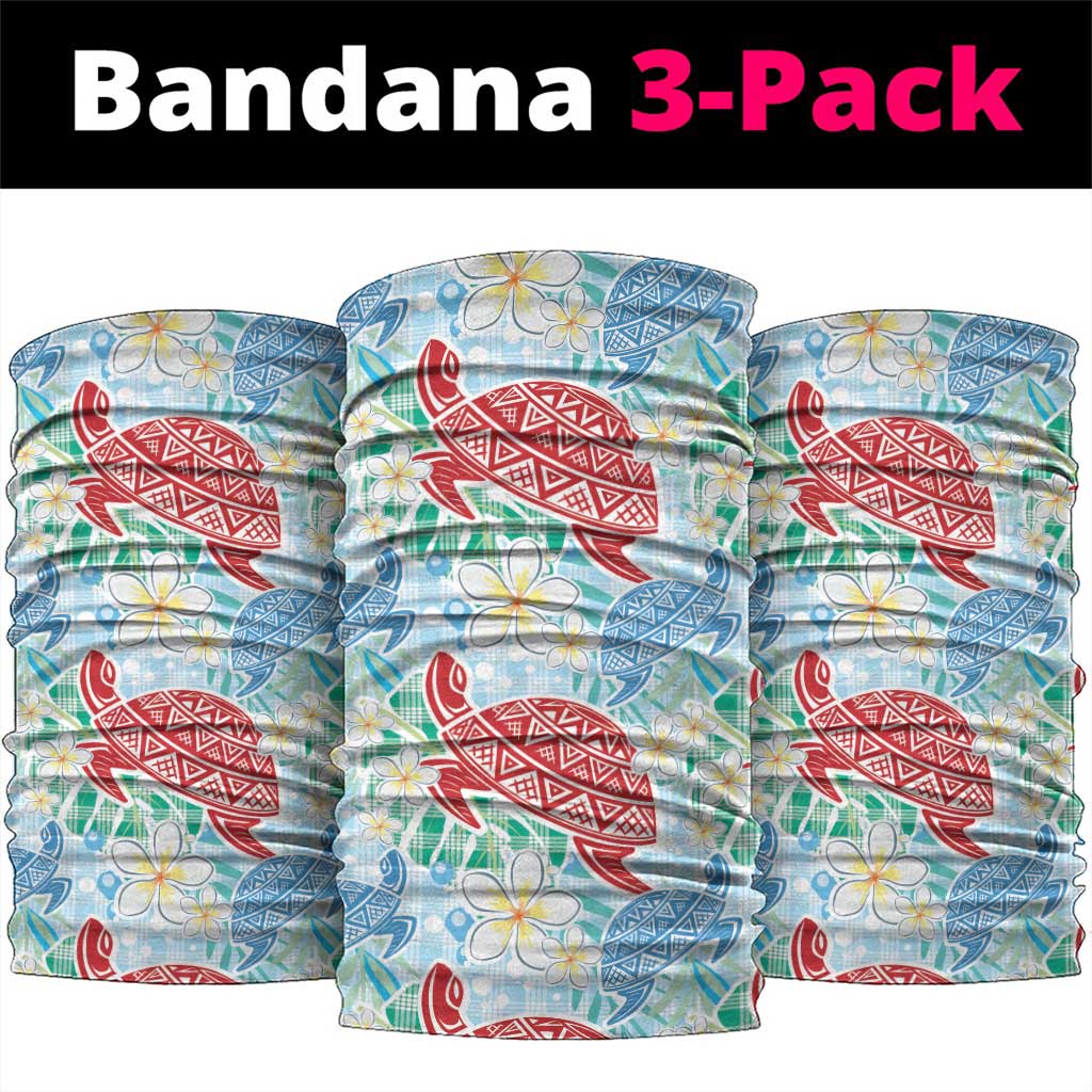 Palaka with Honu and Plumeria Neck Gaiter Hawaiian Heritage Spirit LT9 package One Size: 25*50cm Blue - Polynesian Pride