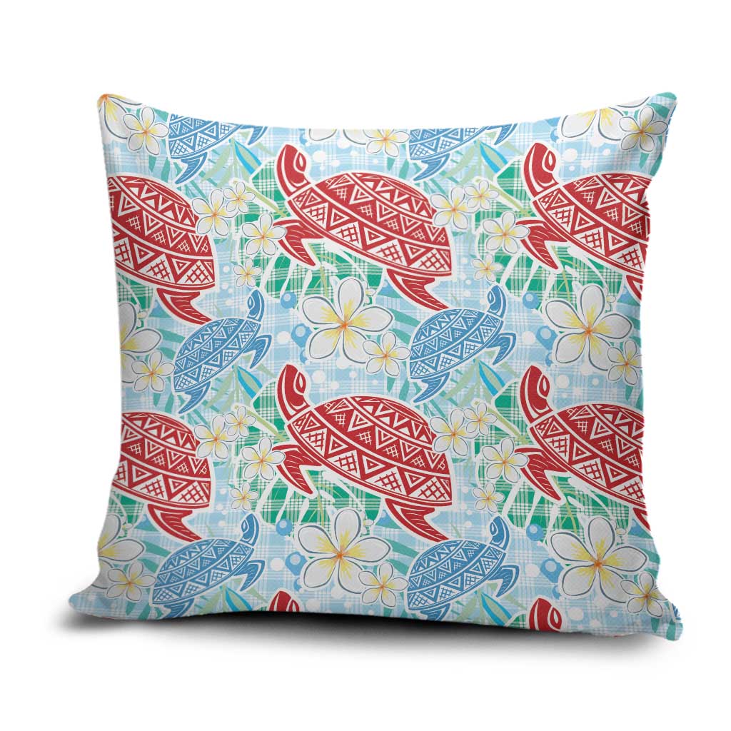 Palaka with Honu and Plumeria Pillow Cover Hawaiian Heritage Spirit LT9 Blue - Polynesian Pride