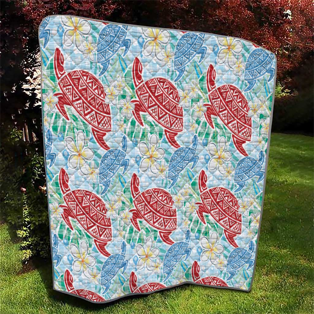 Palaka with Honu and Plumeria Quilt Hawaiian Heritage Spirit - Polynesian Pride