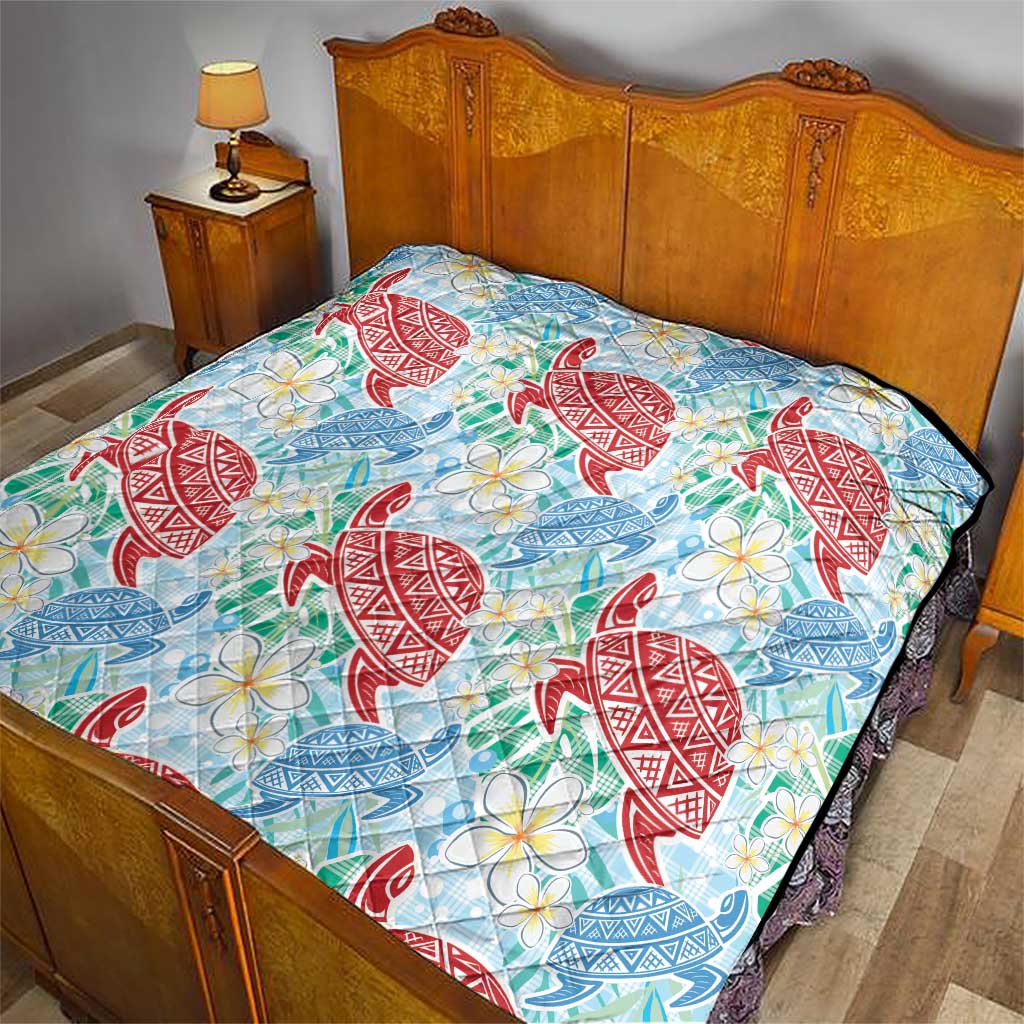 Palaka with Honu and Plumeria Quilt Hawaiian Heritage Spirit - Polynesian Pride