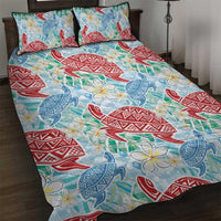 Palaka with Honu and Plumeria Quilt Bed Set Hawaiian Heritage Spirit - Polynesian Pride