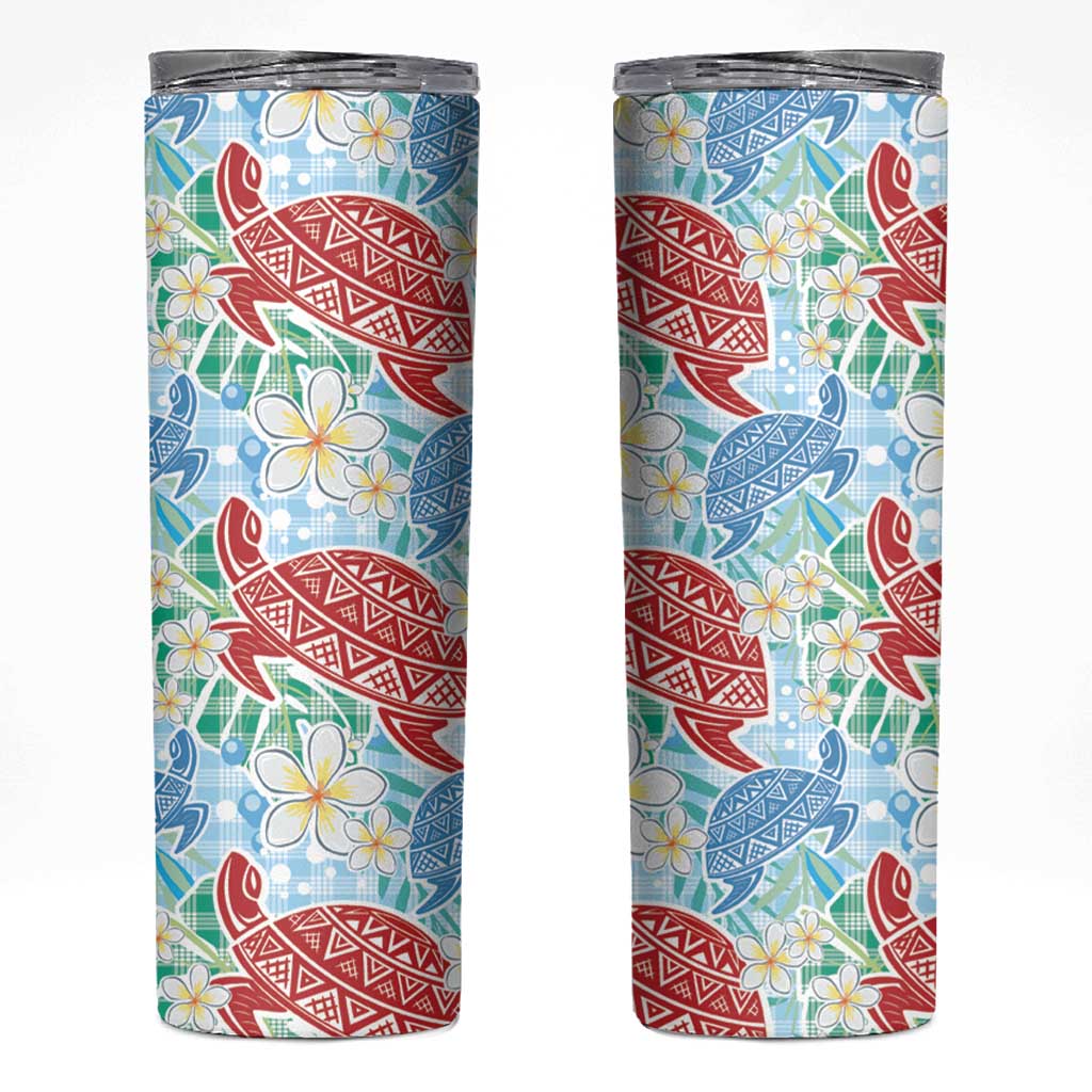 Palaka with Honu and Plumeria Skinny Tumbler Hawaiian Heritage Spirit - Polynesian Pride